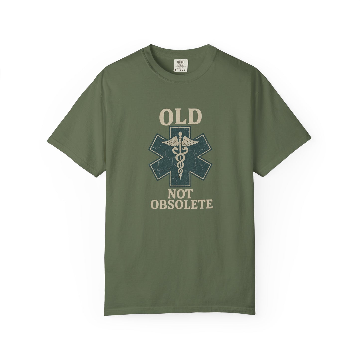 "Not Obsolete" EMS T-shirt, front