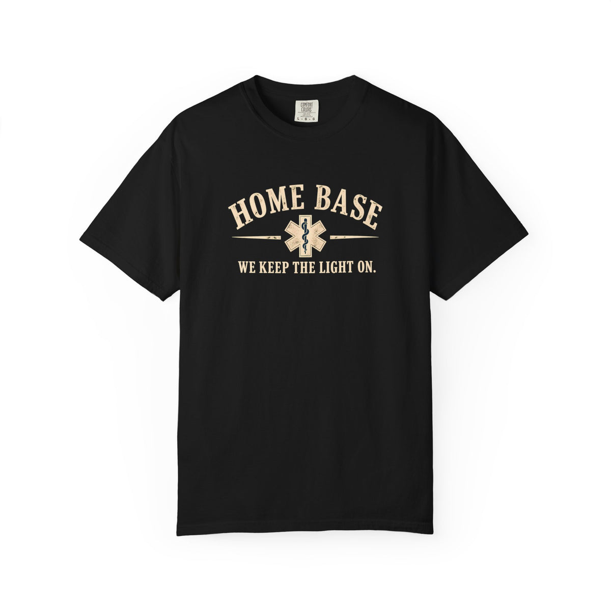 Keep the Light On EMS T-Shirt (darker color fabric), front