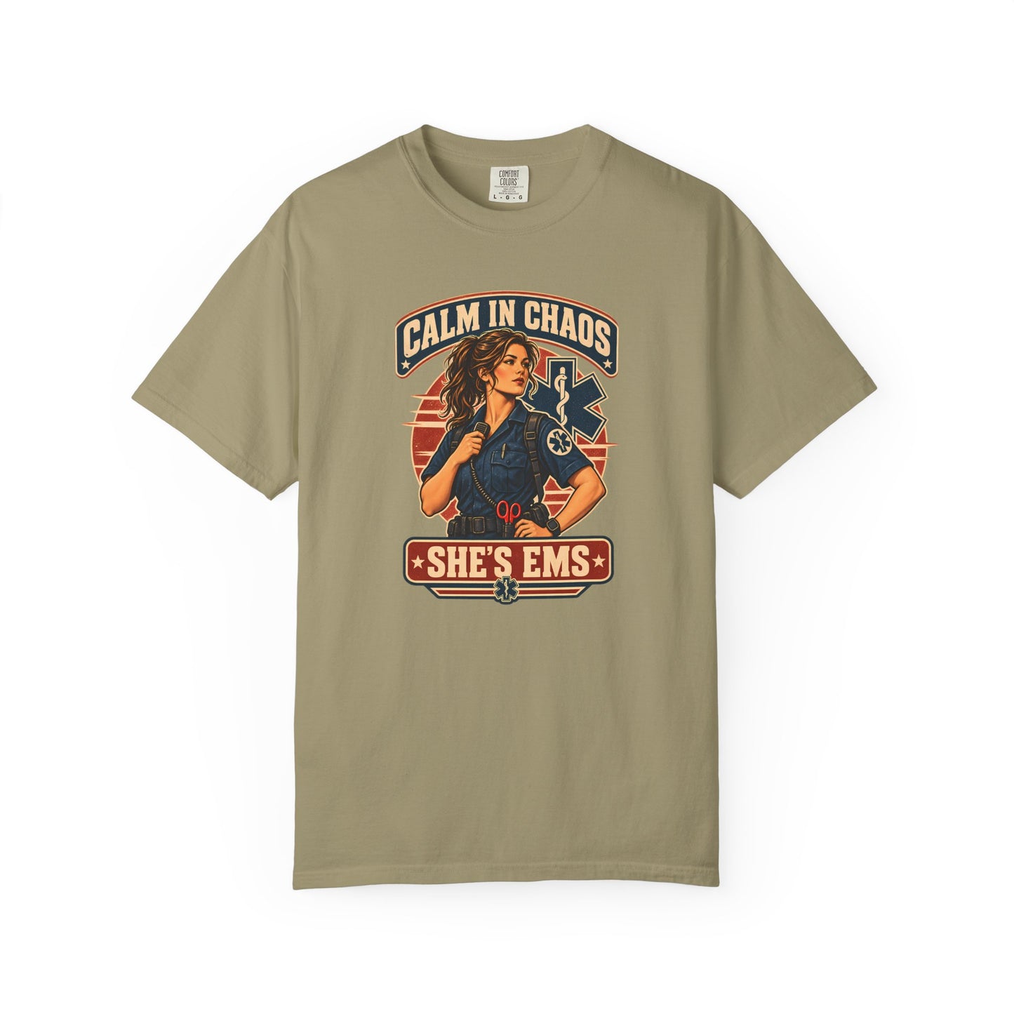 Calm in Chaos EMS T-shirt, front