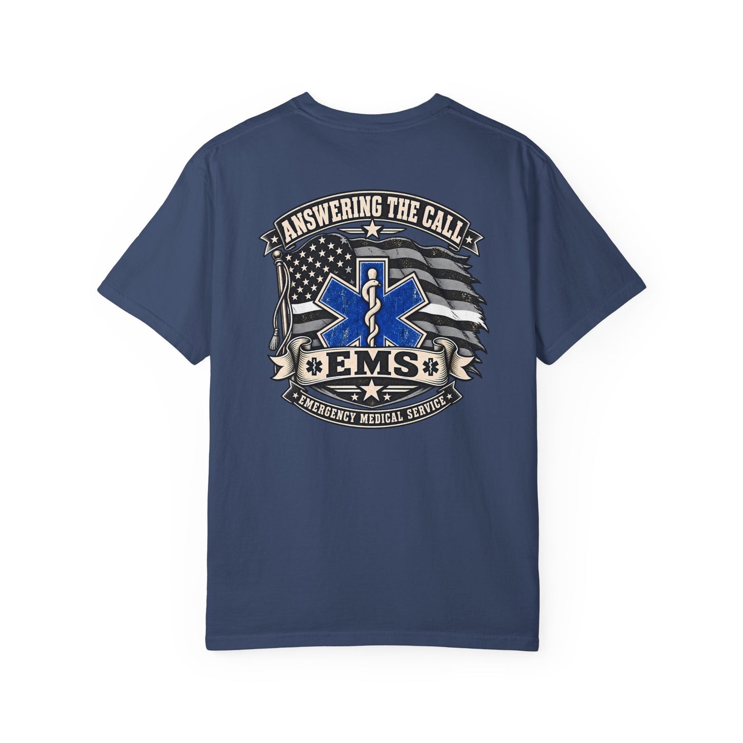 Thin White Line EMS T-shirt, back/front logo