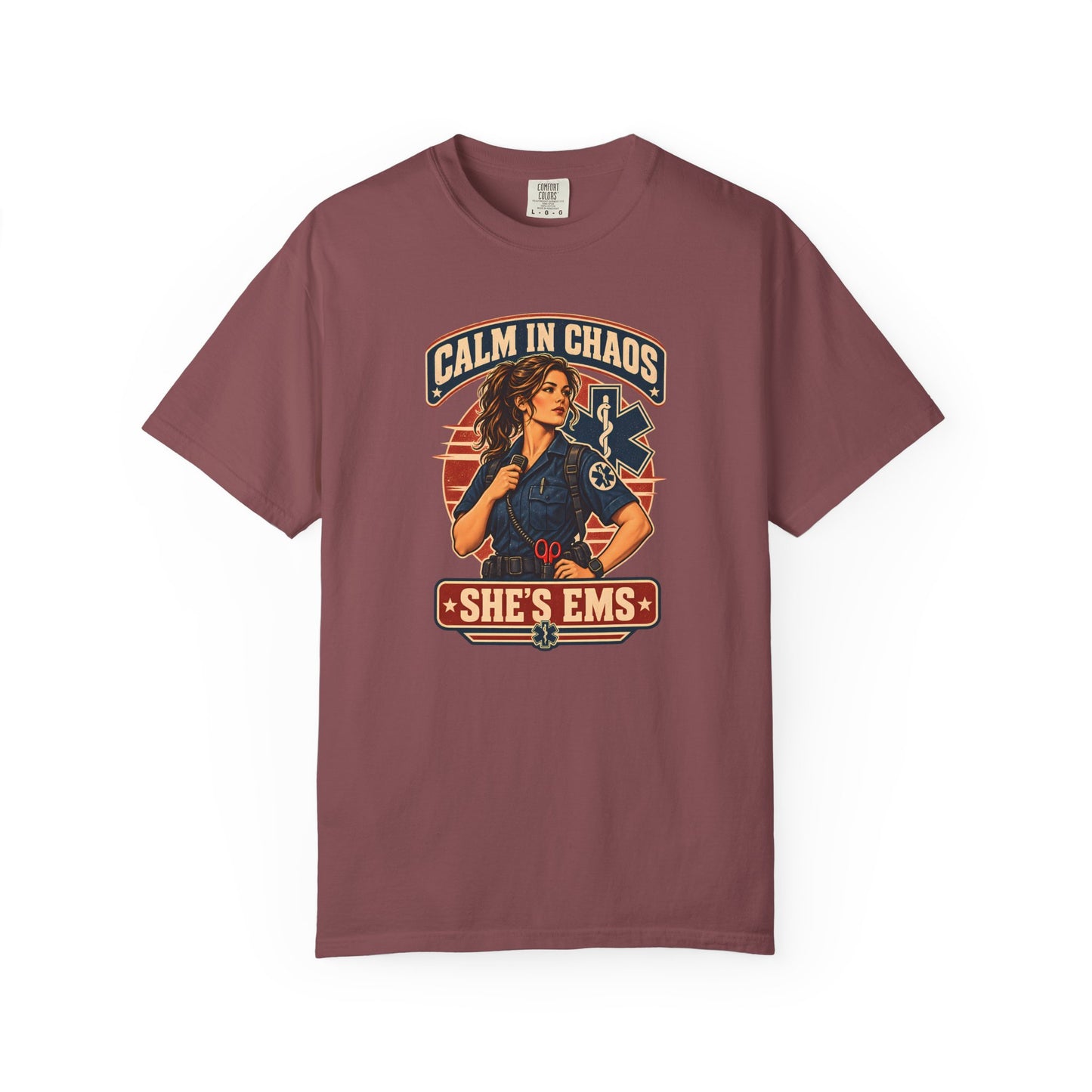 Calm in Chaos EMS T-shirt, front