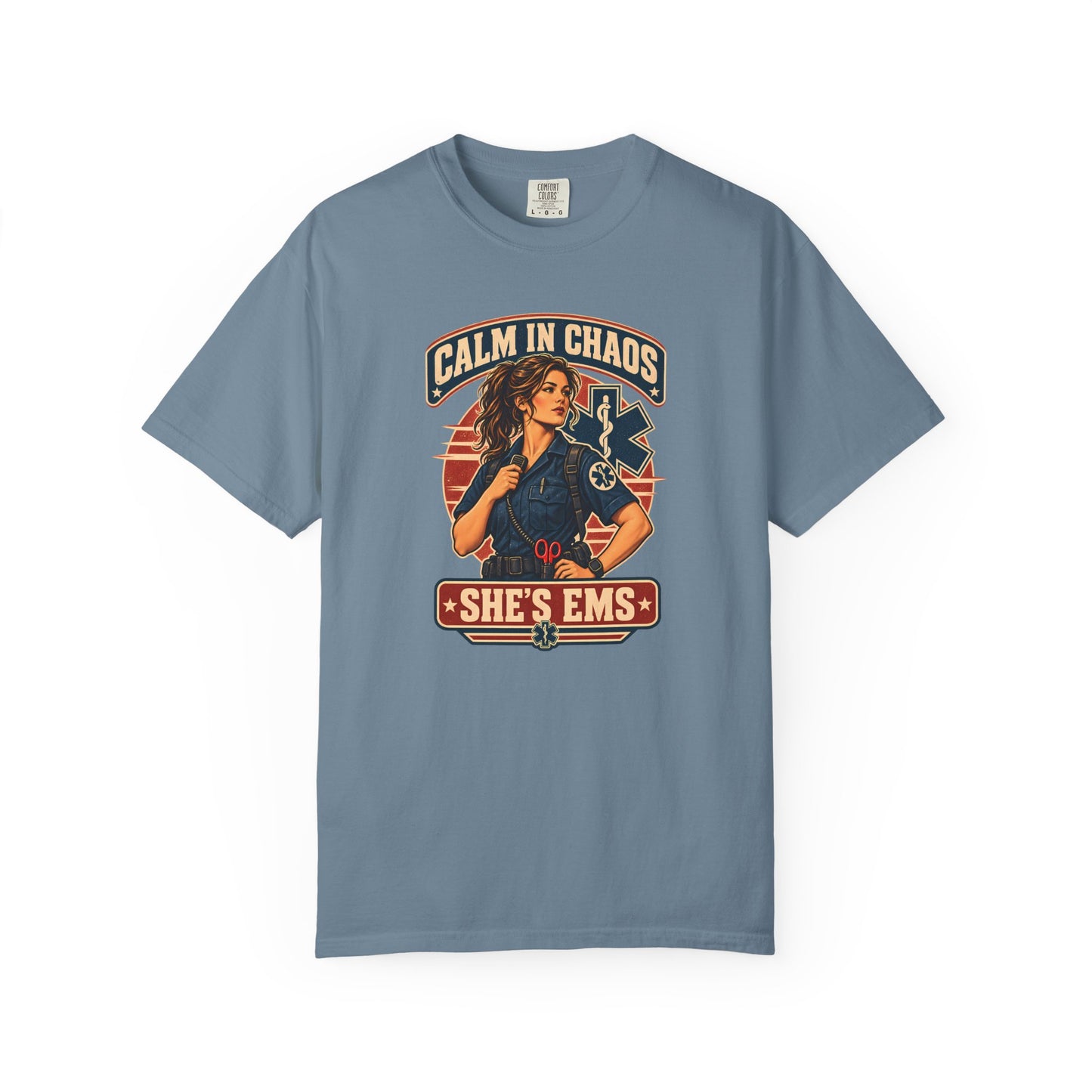 Calm in Chaos EMS T-shirt, front