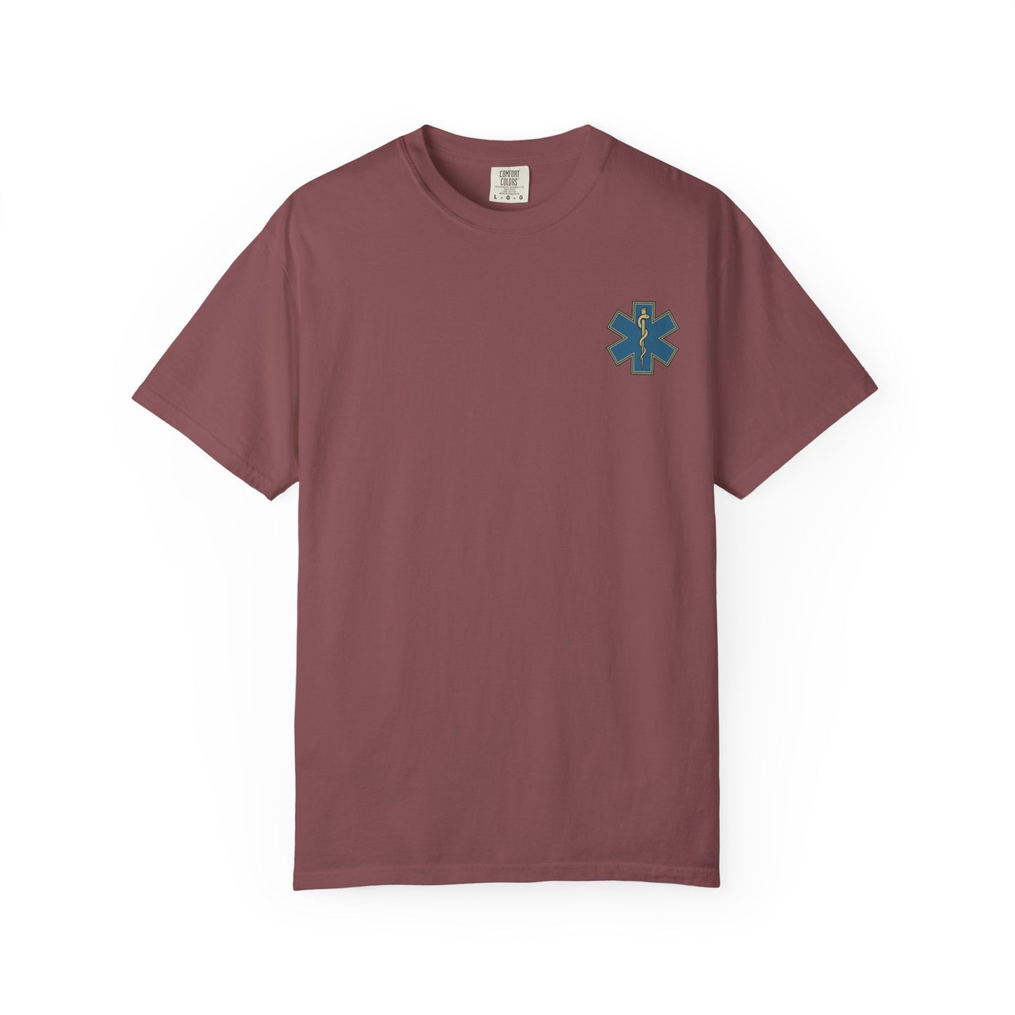 Medic Daze "What did we back over?" T-shirt, back/front logo