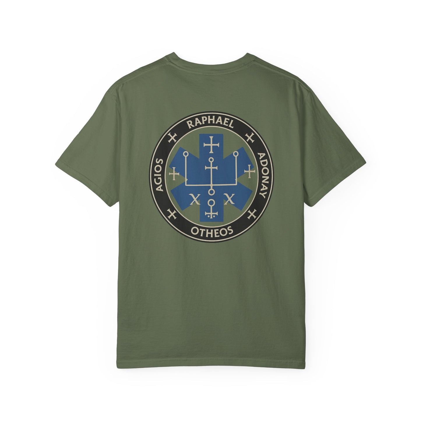 Sigil of St Raphael EMS T-shirt, back/front logo