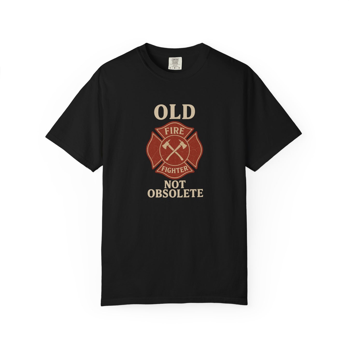 "Not Obsolete" Fire T-shirt, front