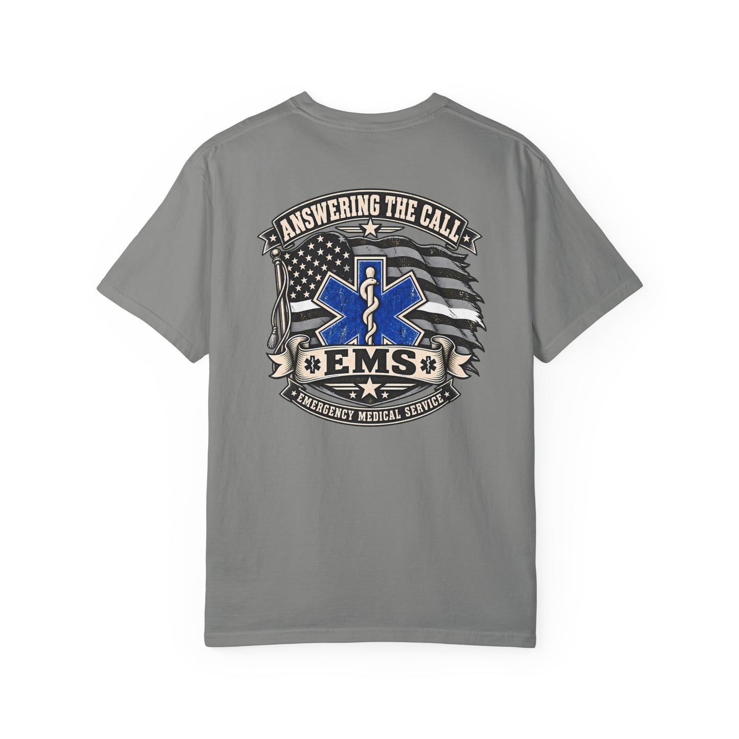 Thin White Line EMS T-shirt, back/front logo