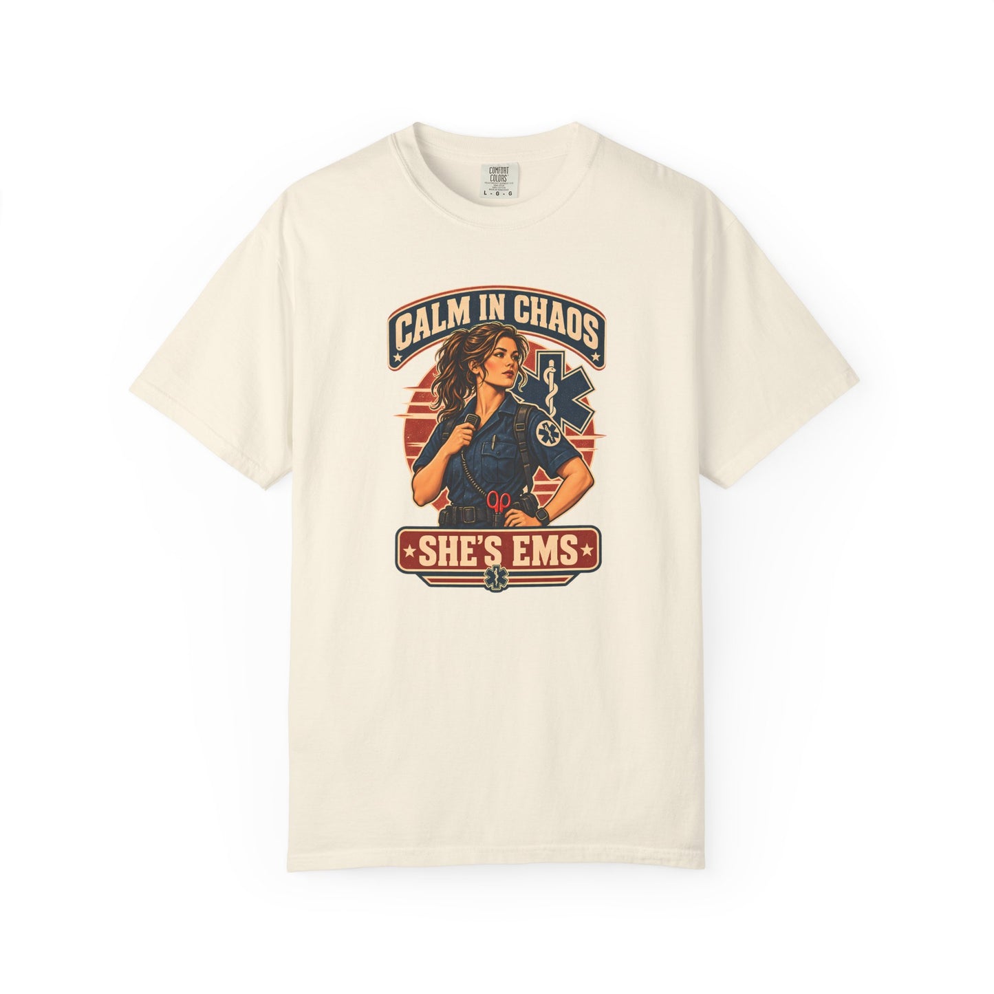 Calm in Chaos EMS T-shirt, front