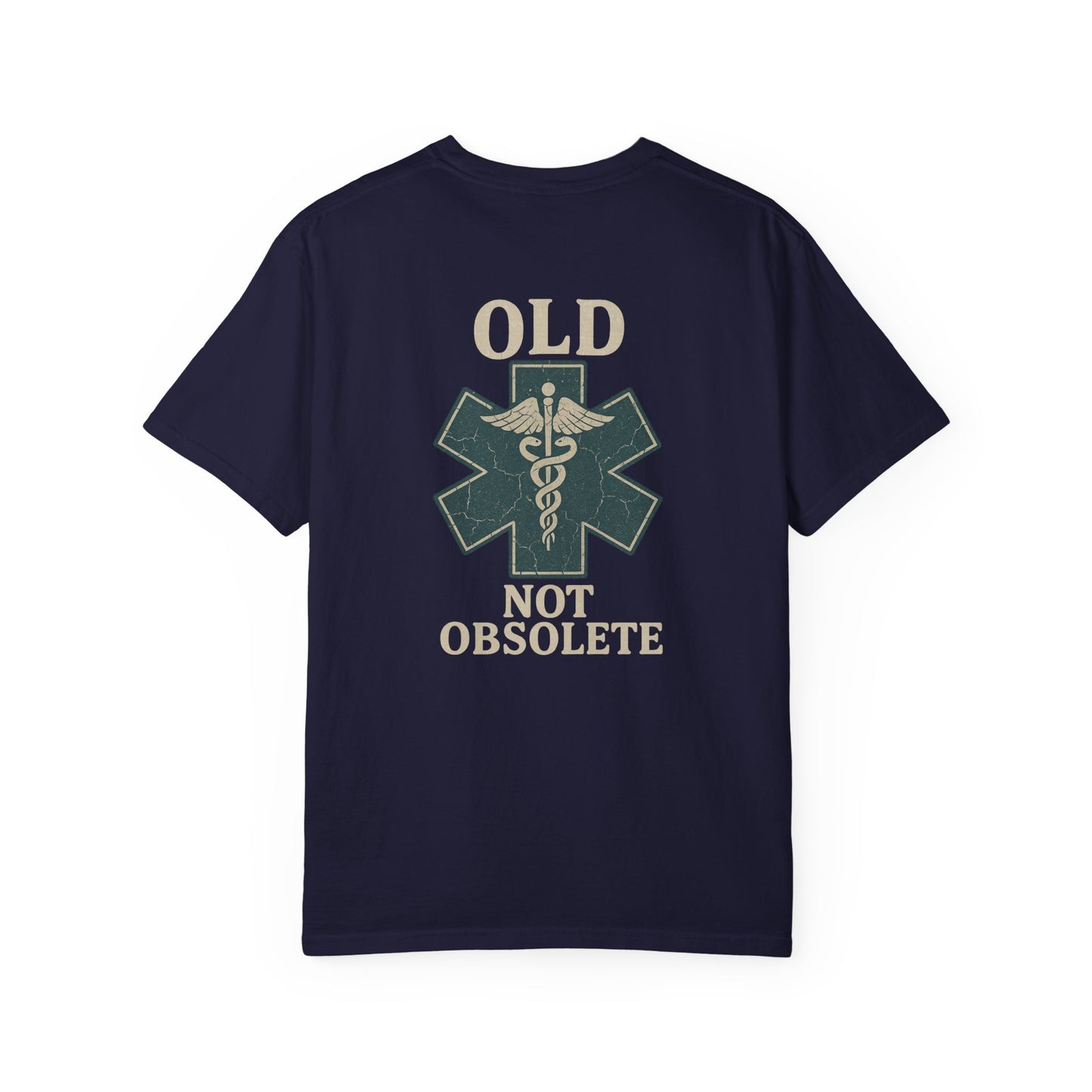 "Not Obsolete" EMS T-shirt, back/front logo