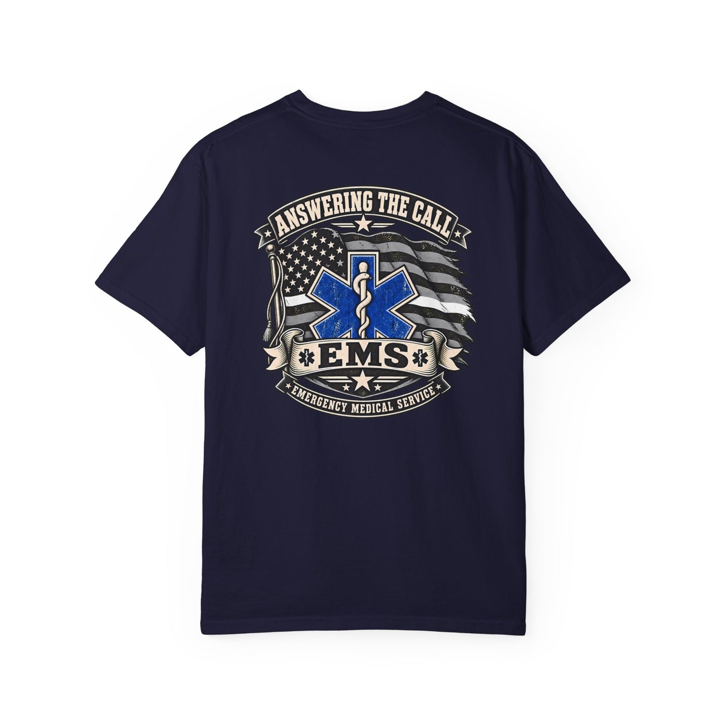 Thin White Line EMS T-shirt, back/front logo