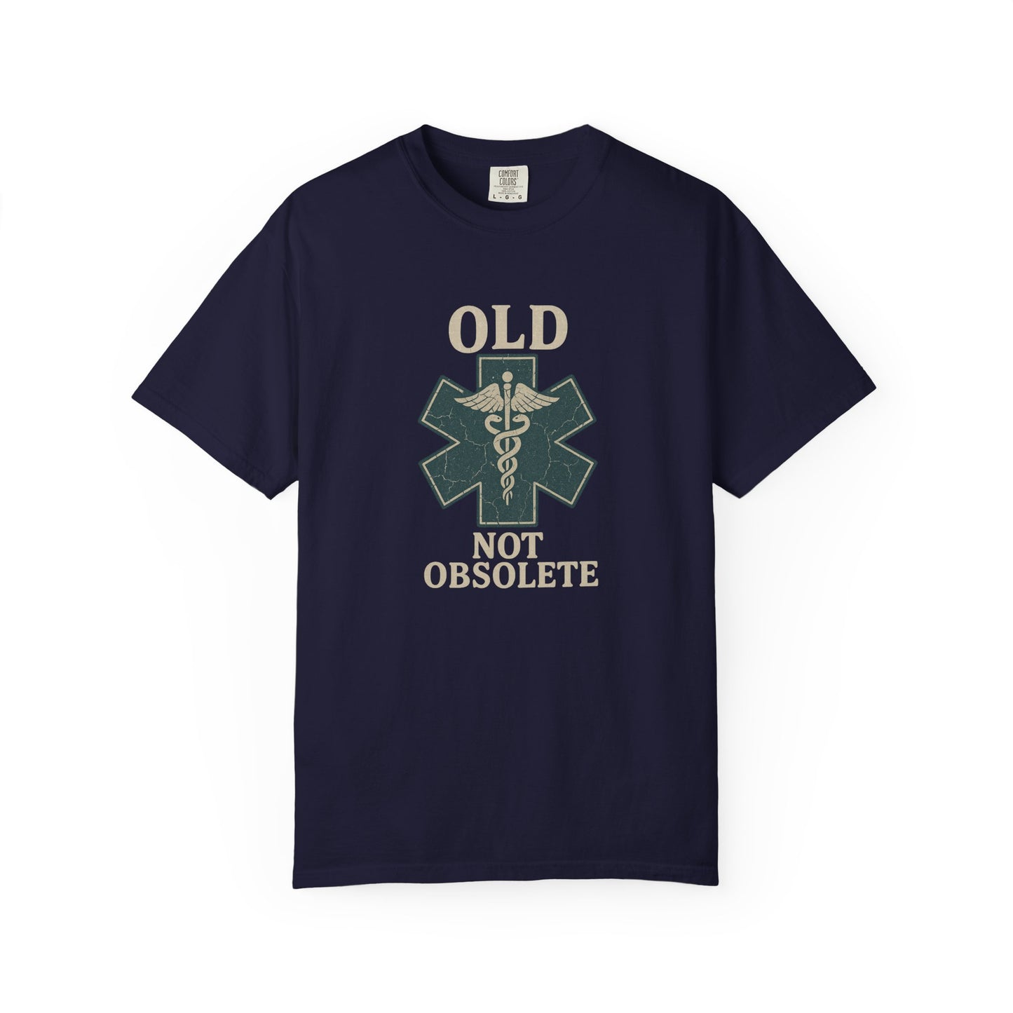 "Not Obsolete" EMS T-shirt, front