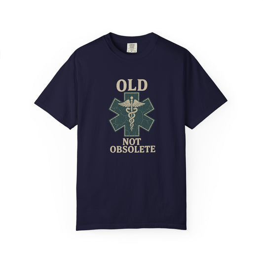 "Not Obsolete" EMS T-shirt, front