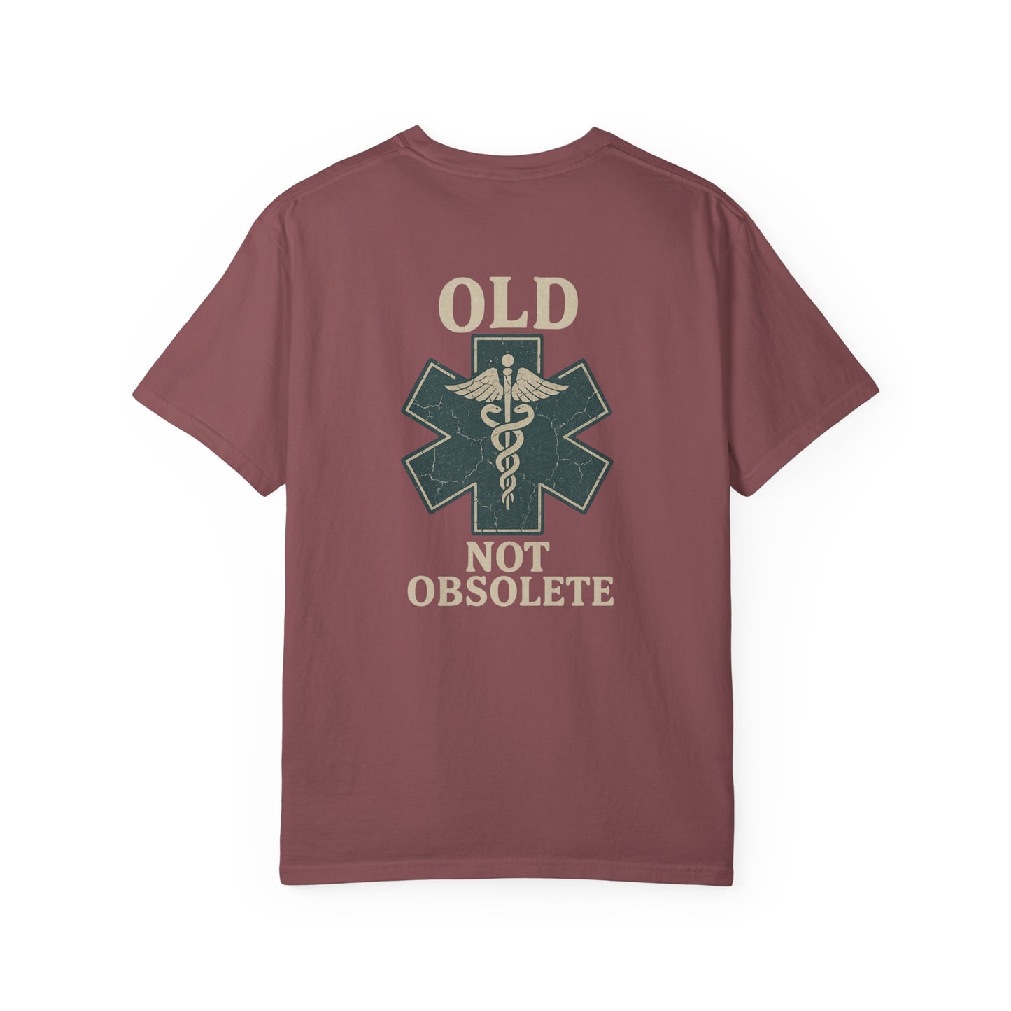 "Not Obsolete" EMS T-shirt, back/front logo