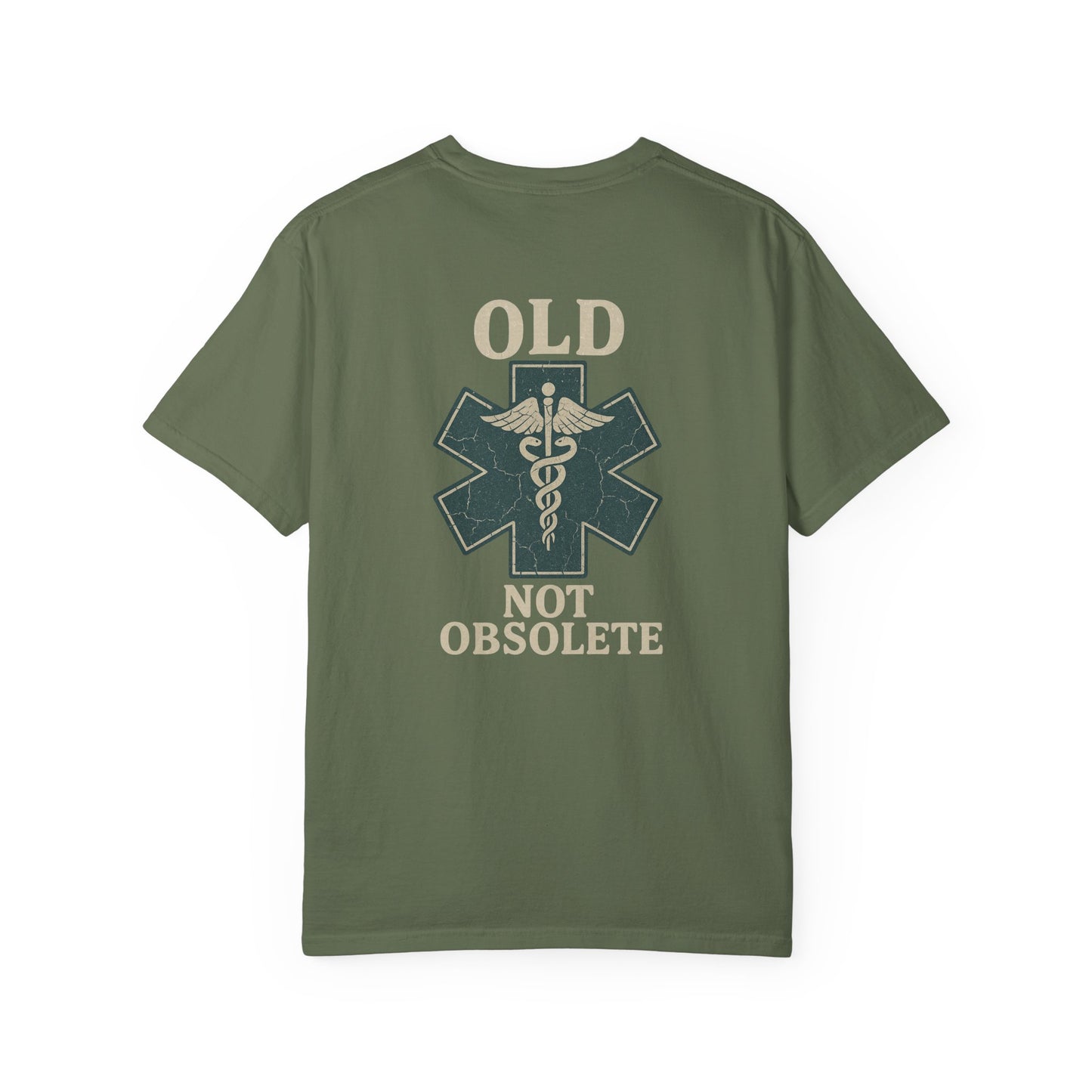 "Not Obsolete" EMS T-shirt, back/front logo