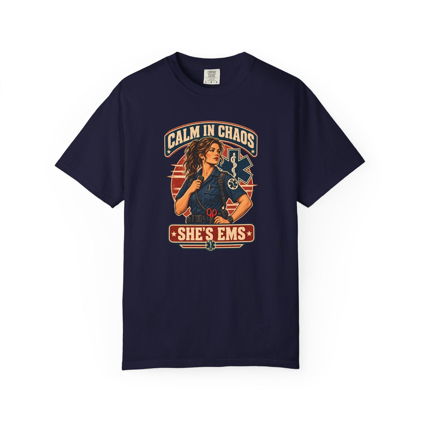 Calm in Chaos EMS T-shirt, front