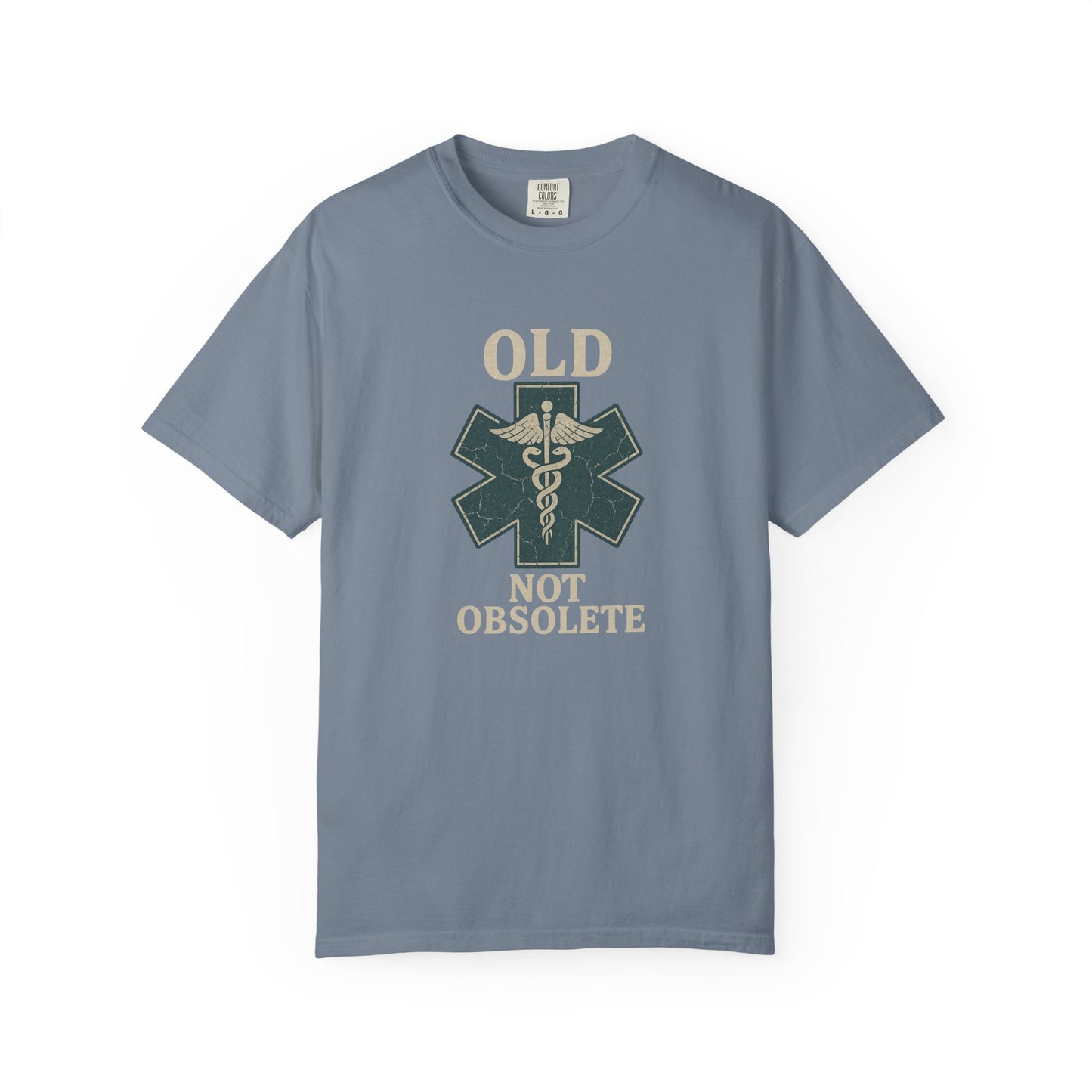 "Not Obsolete" EMS T-shirt, front